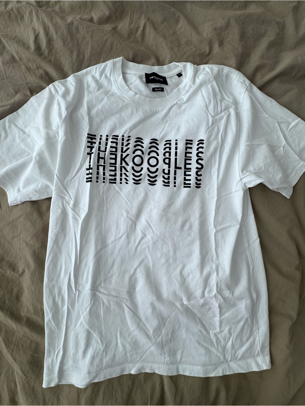 The Kooples White Graphic Logo Tee with Black Distorted Print